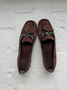 Anne Klein Brown Suede Tassel Bit Loafers